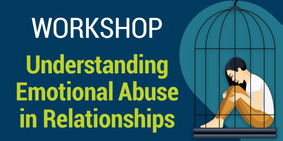 Understanding Emotional Abuse in Relationships Workshop with picture of woman sitting in a cage.